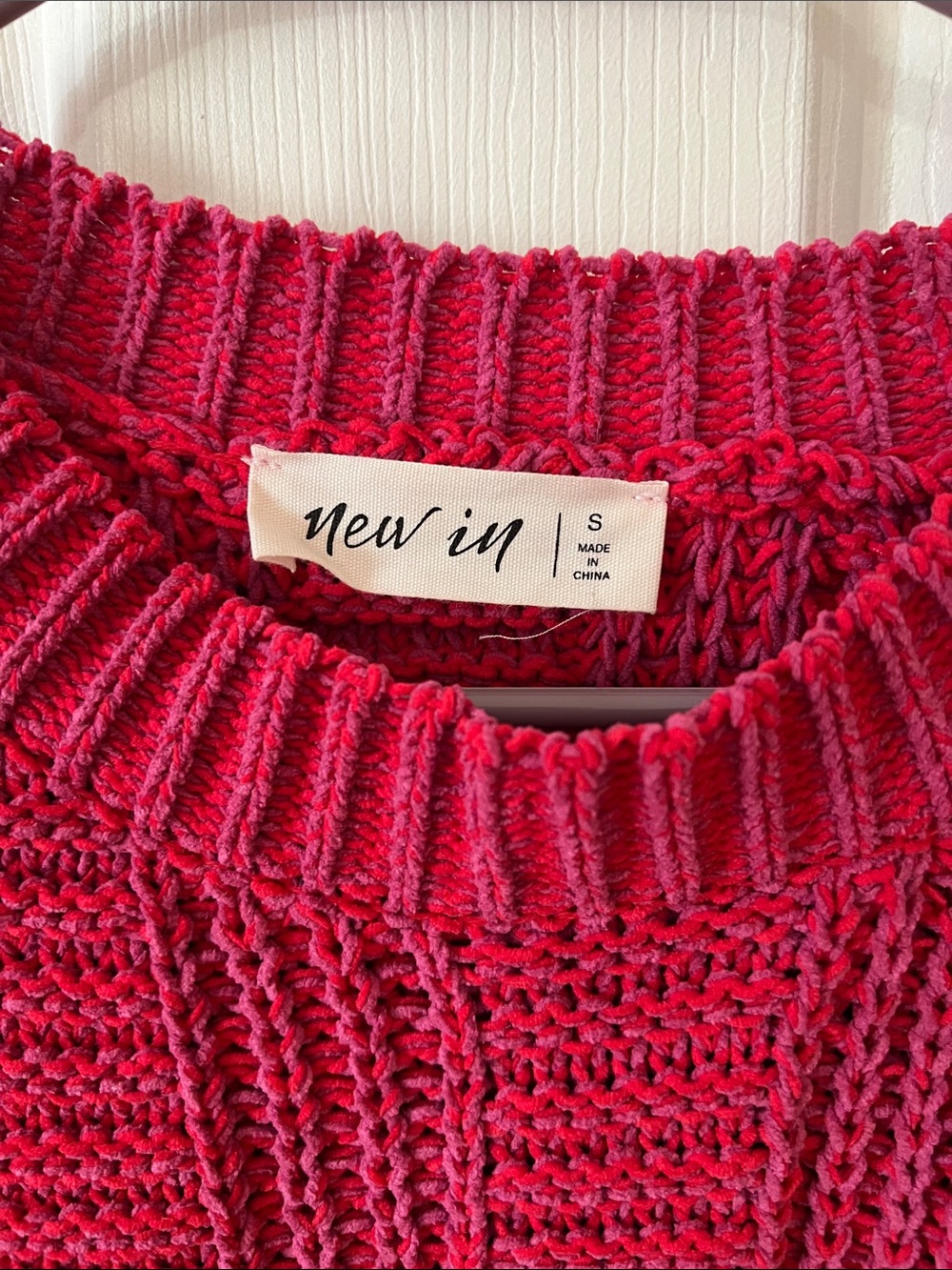 Cozy Ribbed Crewneck Sweater in Raspberry Red - Picture 2 of 4